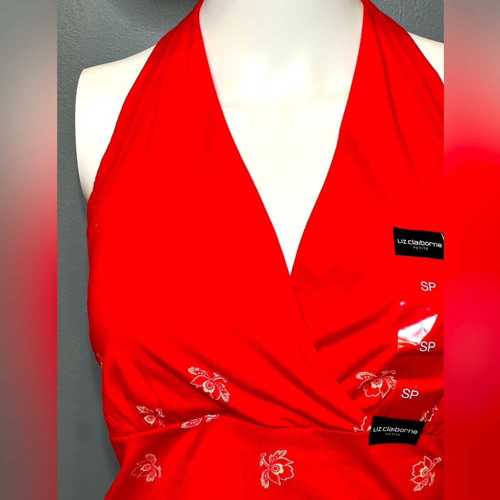 NWT Liz Claiborne Red Sleeveless Halter Top